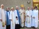 The clergy team line up for the Harvest celebrations and centenary lunch